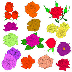 Image showing Set of  in hand drawn style roses. Vector EPS 10 illustration.