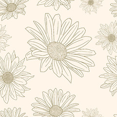 Image showing Hand drawn floral wallpaper with set of different flowers