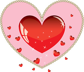 Image showing Valentines ornament with red love heart vector illustration