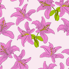 Image showing Seamless  background with flower lily. 