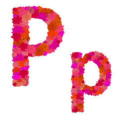 Image showing Flower alphabet of red roses, characters P-p