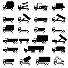 Image showing Set of vector icons - transportation symbols.  Black on white. C