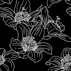 Image showing Seamless wallpaper with orchid flowers