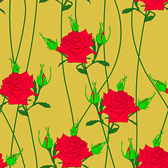 Image showing Seamless  background with flower roses. 