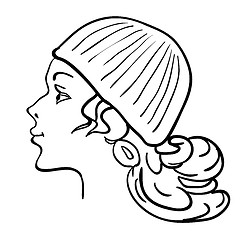 Image showing Hand-drawn fashion model. Vector illustration. Woman's face