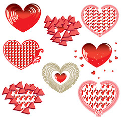 Image showing Vector set of Red Hearts