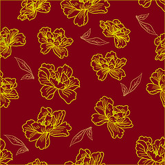 Image showing Seamless wallpaper  a seam with flower and leaves 