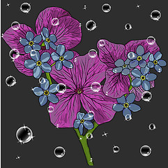 Image showing floral background with a hand drawn flavor of blooming spring Bl