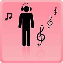 Image showing Icon of the person in ear-phones listening to music