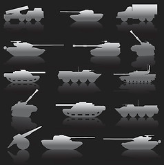 Image showing Collection set of tanks of guns 