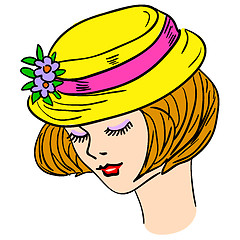 Image showing Hand-drawn fashion model. Vector illustration. Woman's face