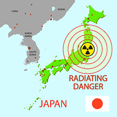 Image showing Japan map with danger on an atomic power station