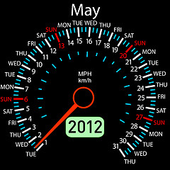 Image showing 2012 year ñalendar speedometer car in vector. May.