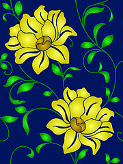 Image showing Seamless wallpaper  a seam with flower and leaves 