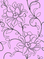 Image showing Seamless wallpaper  a seam with flower and leaves 