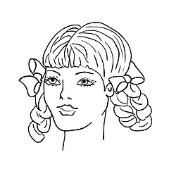 Image showing Hand-drawn fashion model. Vector illustration. Woman's face