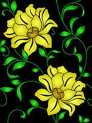 Image showing Seamless wallpaper  a seam with flower and leaves 