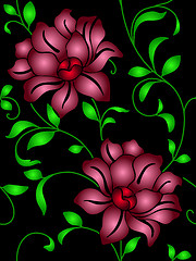 Image showing Seamless wallpaper  a seam with flower and leaves 