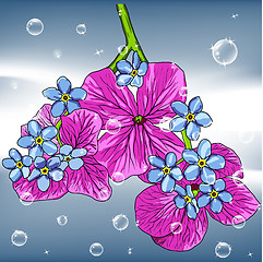 Image showing floral background with a hand drawn flavor of blooming spring Bl