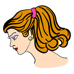 Image showing Hand-drawn fashion model. Vector illustration. Woman's face