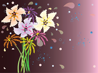 Image showing  floral background with fantasy hand drawn flowers