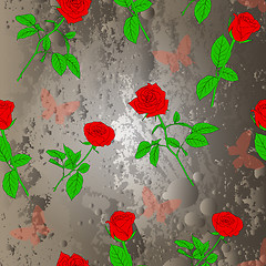 Image showing Seamless  background with roses