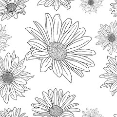 Image showing Hand drawn floral wallpaper with set of different flowers. 