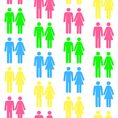 Image showing Seamless pattern with silhouettes of the person of different col