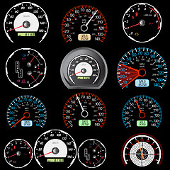 Image showing Set of car speedometers for racing design. 