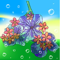 Image showing floral background with a hand drawn flavor of blooming spring Bl