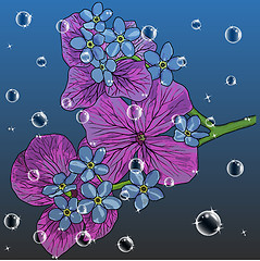 Image showing floral background with a hand drawn flavor of blooming spring Bl