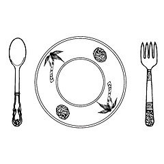 Image showing cartoon plate, fork and spoon