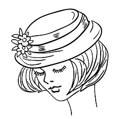 Image showing Hand-drawn fashion model. Vector illustration. Woman's face