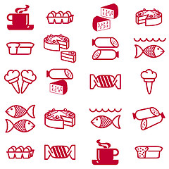 Image showing set of vector silhouettes of icons on the food theme