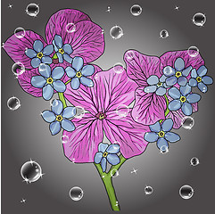 Image showing floral background with a hand drawn flavor of blooming spring Bl