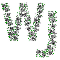Image showing Hand drawing ornamental alphabet. Letter WJ
