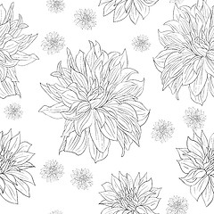 Image showing Hand drawn floral wallpaper with set of different flowers. 