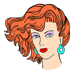 Image showing Hand-drawn fashion model. Vector illustration. Woman's face