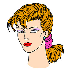 Image showing Hand-drawn fashion model. Vector illustration. Woman's face