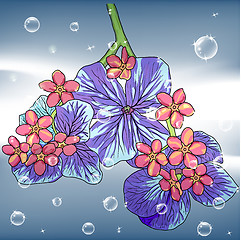 Image showing floral background with a hand drawn flavor of blooming spring Bl