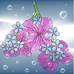 Image showing floral background with a hand drawn flavor of blooming spring Bl