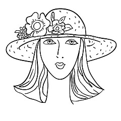 Image showing Hand-drawn fashion model. Vector illustration. Woman's face