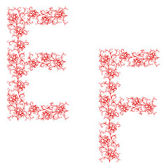Image showing Hand drawing ornamental alphabet. Letter EF