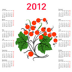 Image showing Stylish calendar with flowers for 2012. Week starts on Monday.