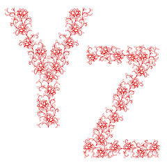 Image showing Hand drawing ornamental alphabet. Letter YZ