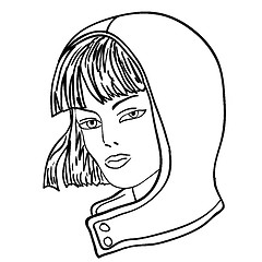 Image showing Hand-drawn fashion model. Vector illustration. Woman's face