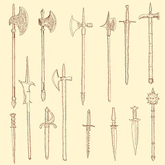 Image showing Weapon collection, medieval weapons