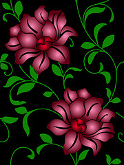 Image showing Seamless wallpaper  a seam with flower and leaves 