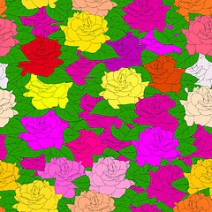 Image showing Seamless  background with roses. 