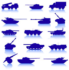 Image showing Collection set of tanks of guns 